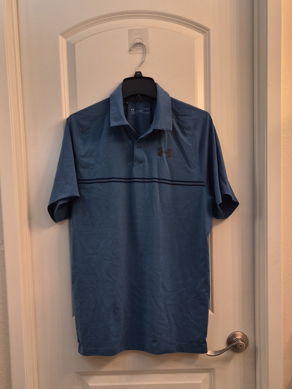 Under Armour Men's Slate Blue Polo with Subtle Stripe. Size Large.